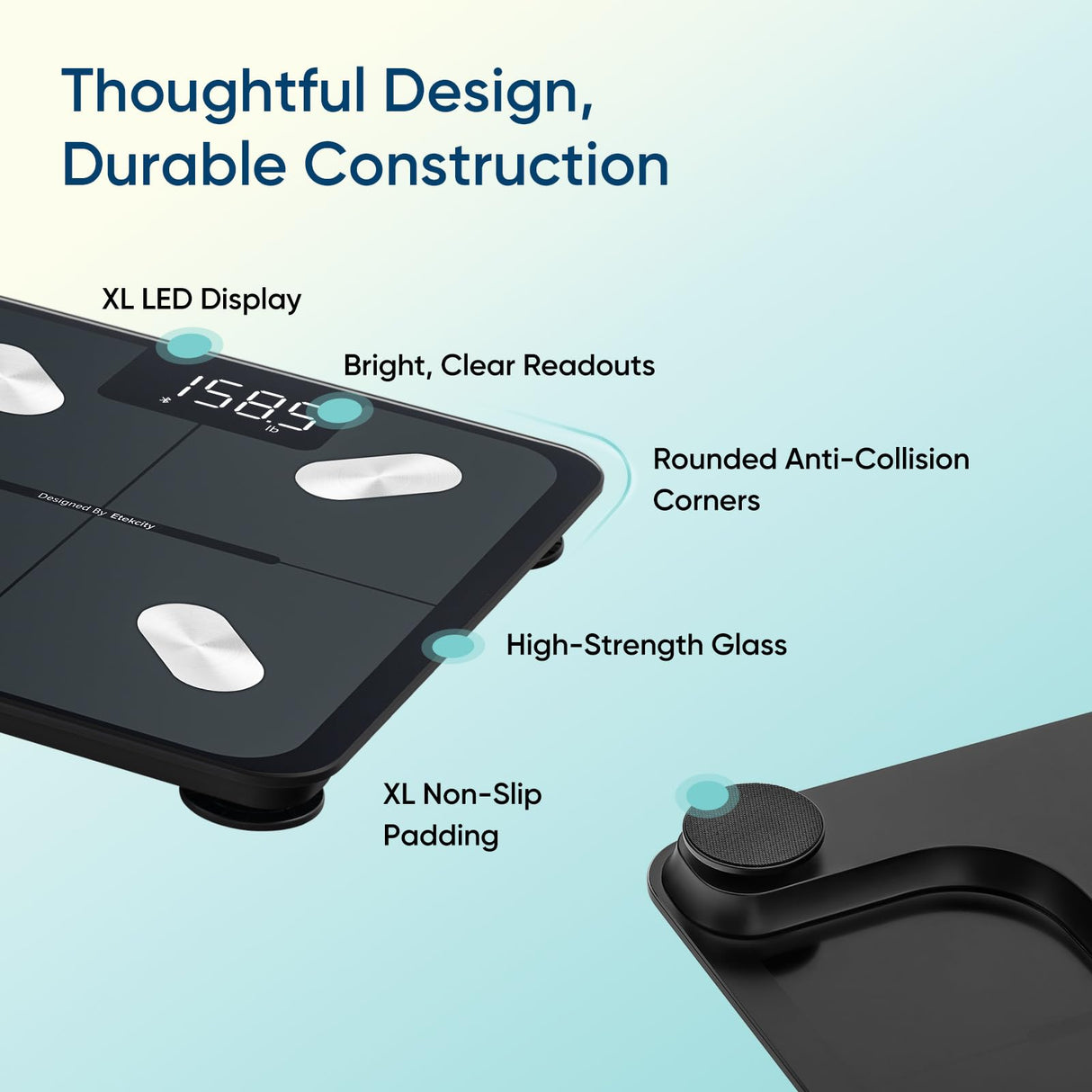 Etekcity Smart Scale for Body Weight, Bathroom Digital Weighing Scale with BMI, Body Fat, Muscle Mass, Accurate Bluetooth Home User Health Equipment Sync Apps Etekcity