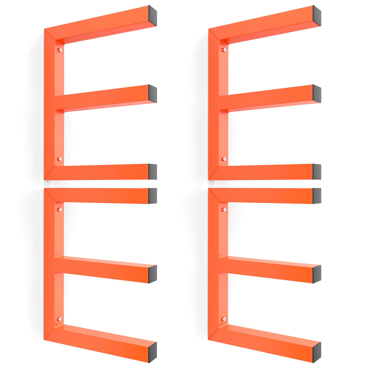 Ultrawall Lumber Storage Rack Wall Mount Wood Storage Racks, Metal Wood Organizer Racks for Shed, Workshop, Garage, Holds Up 220 LBS Per Level (Pack of 4, Orange) Ultrawall