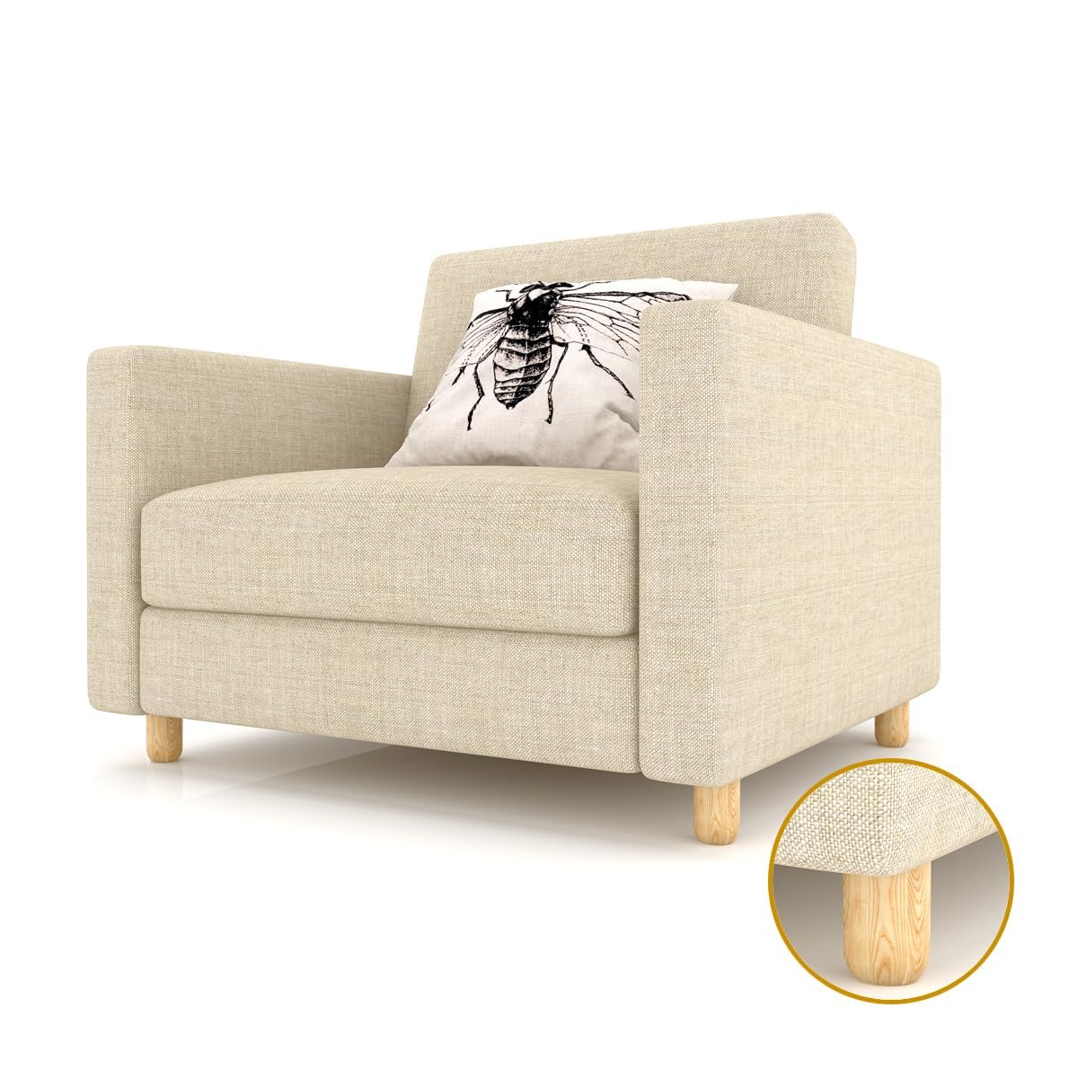 3 Inches Round Solid Wood Furniture Legs Set of 4 - Wooden Replacement Feet for Couch -Sofa Couch Chair Ottoman Bench Armchair Dresser Table Risers Parts Loveseat Coffee Table Cabinet WoodArtSupply