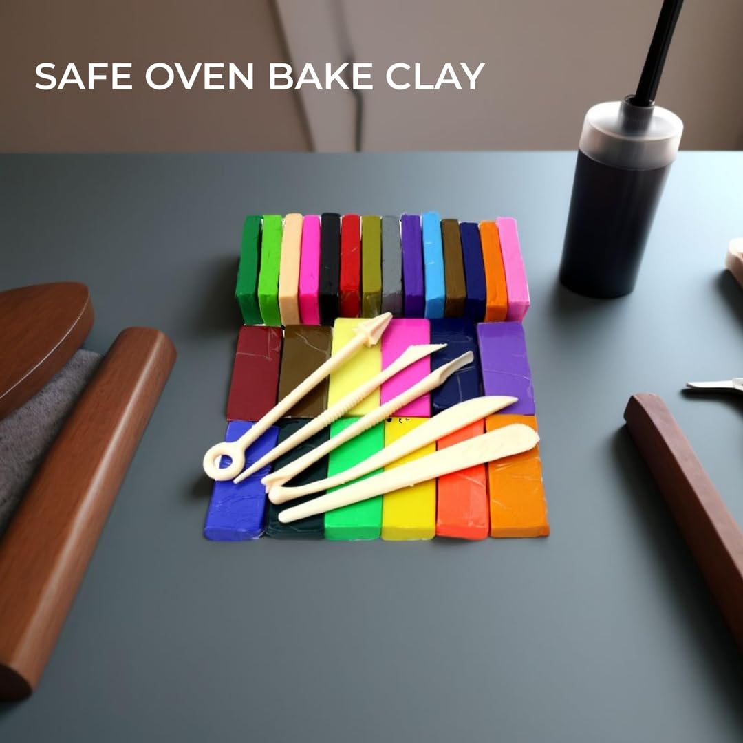 H&S Polymer Clay Modeling Kit – 26 Colors, 5 Sculpting Tools – Oven Bake Molding Set for Kids & Adults H&S