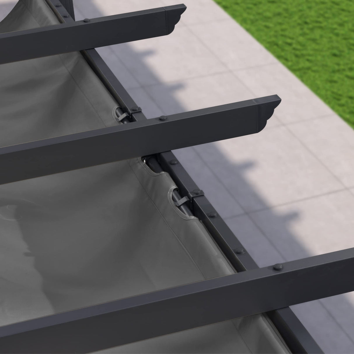 PURPLE LEAF Pergola Shade Cover for 10' X 13' Deck Porch Outside Outdoor Retractable Durable Fabric Canopy Replacement Top Only Gray PURPLE LEAF