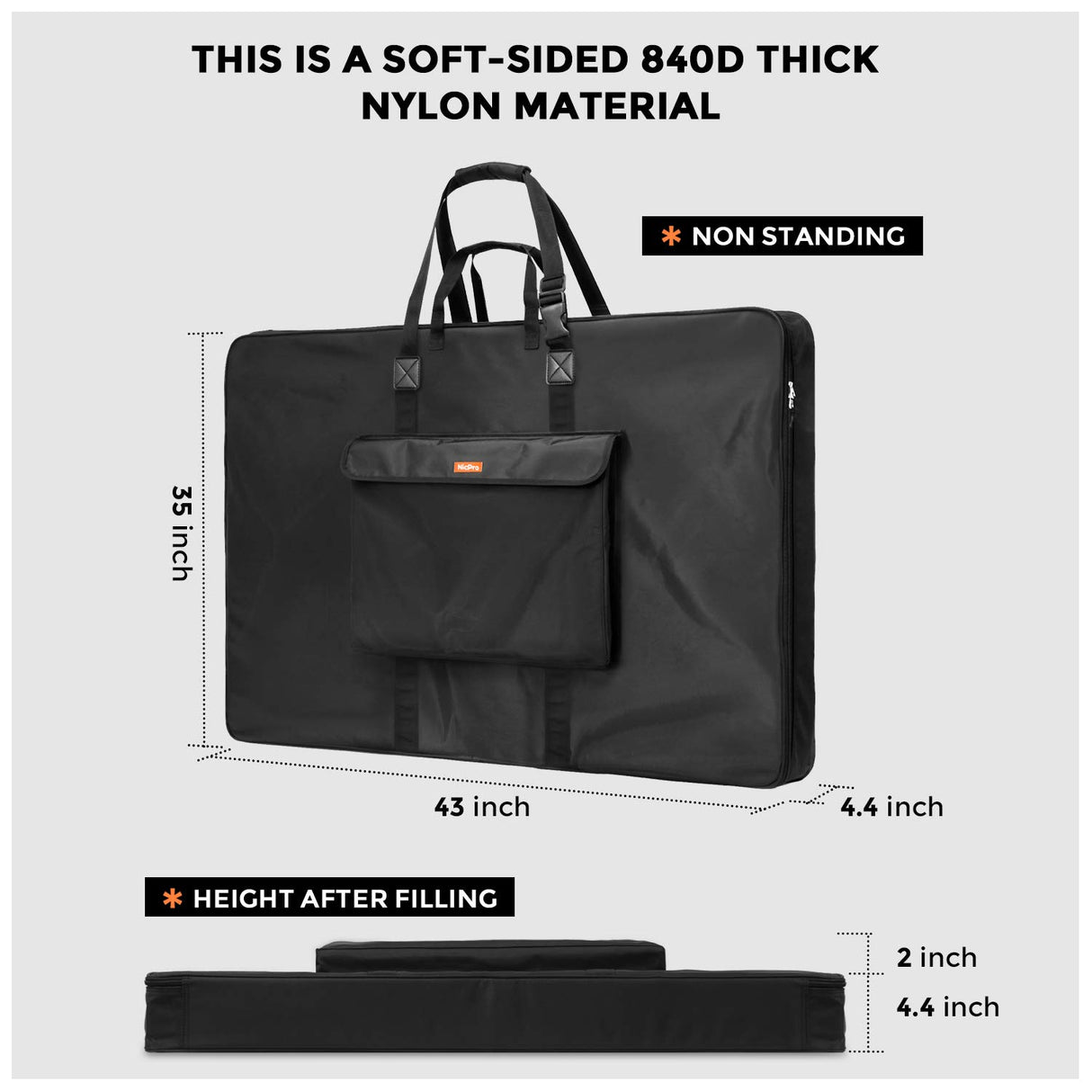 Nicpro Large Art Portfolio Bag 35 x 43 Inches Waterproof Nylon Artist Storage Case with Shoulder Strap, Storage Carrying Bag for Professional Artwork Sketch Drawing Canvas Photography Poster Nicpro