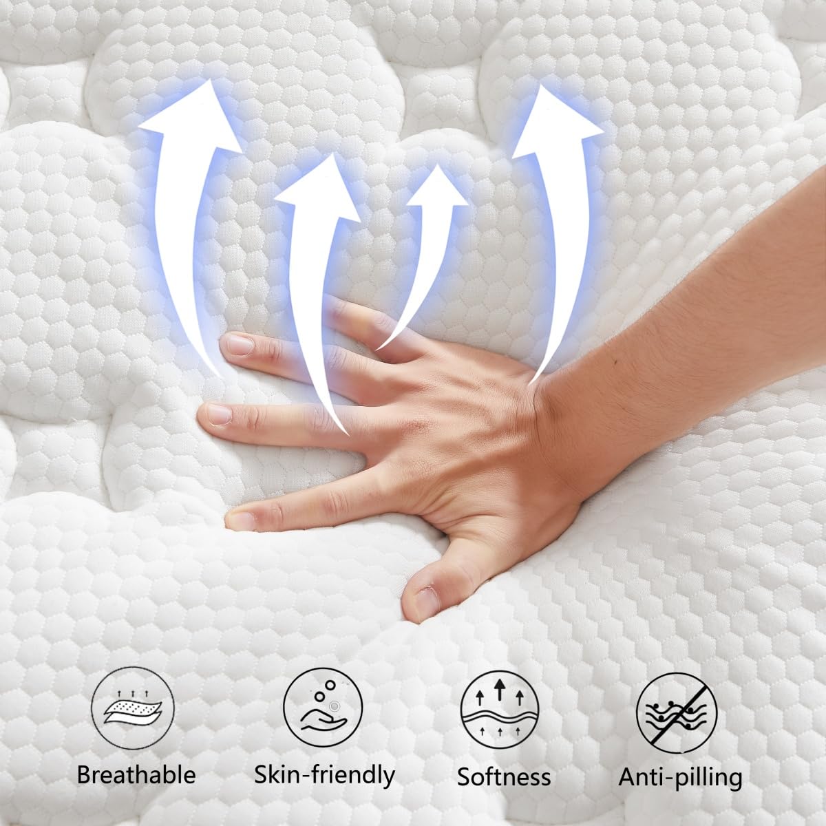 Lxvunan Twin Mattress, 10 Inch Mixed Mattress, Individually Packaged Bag Spring Mattress, Breathable and Comfortable, Pressure Relief, Containing Gel Memory Foam, Suitable for Various Bedsteads Lxvunan