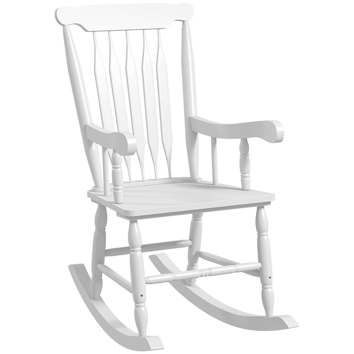 Outsunny Outdoor Wood Rocking Chair, 350 lbs. Porch Rocker with High Back for Garden, Patio, Balcony, White Outsunny
