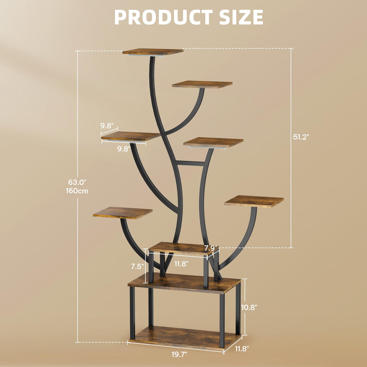 YITAHOME Tall Bookshelf with LED Light, Artistically Designed Tree Bookshelf 8-Tier Shelves, S Shaped Unique Bookshelves Corner Display Shelf for Home Office, Bedroom YITAHOME