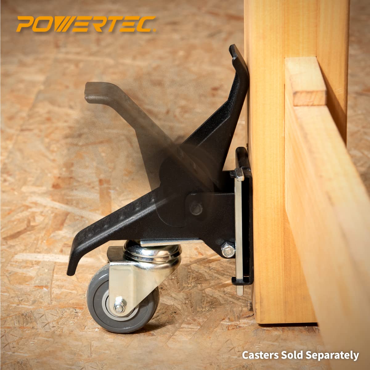 POWERTEC 71132 Quick-Release Workbench Caster Plates, 4-Pack POWERTEC