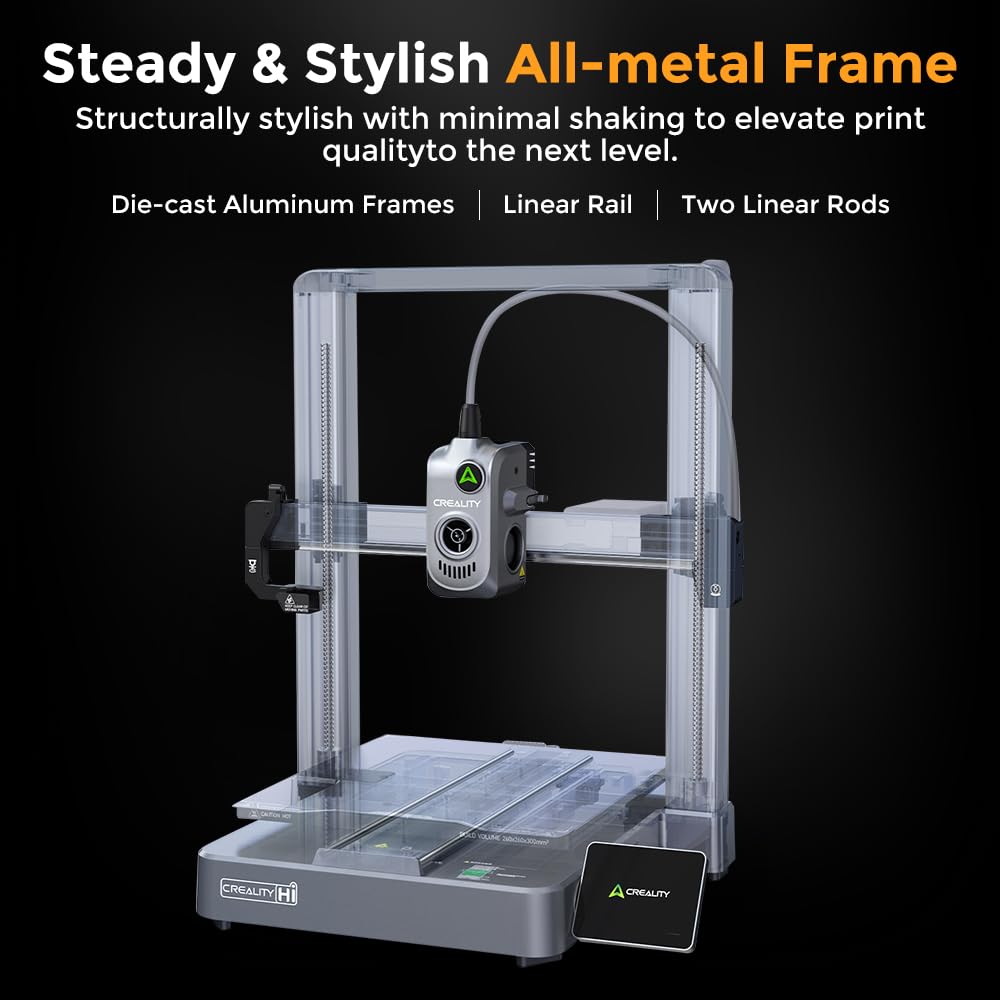 Creality Hi Combo 3D Printer, Multi Color 3D Printing with CFS, 500mm/s Print Speed 95% Pre-Assemble, XY Step-Servo Motor and Auto Leveling Build Volume 10.24×10.24×11.81 inch Comgrow
