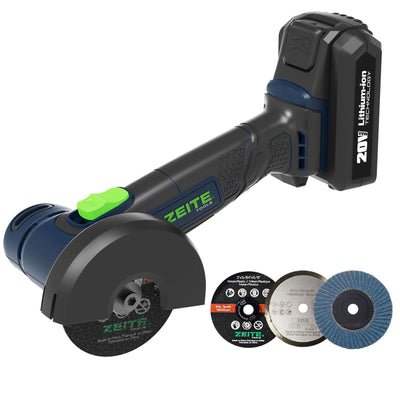 ZEITE 3" Cordless Cut Off Tool, 20V 2.0Ah Mini Cutter, Max Cutting Depth 1/2", 19500RPM Cutting Tool with 3 Cutting Discs 1 Flap Disc for Rust Removal, Battery and Charger Supplied