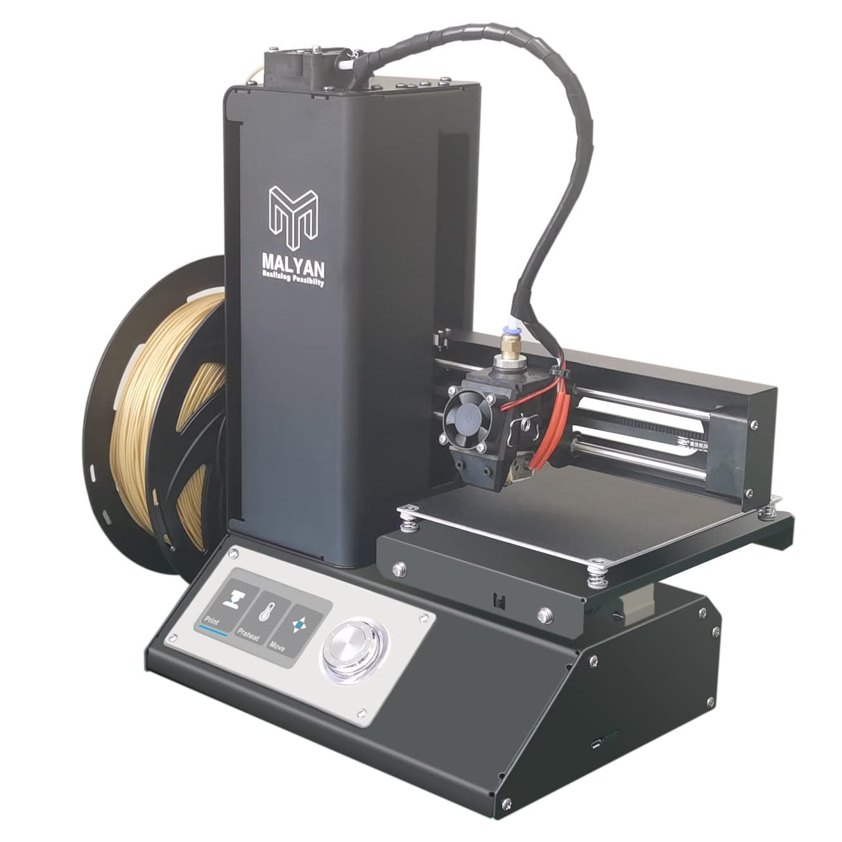 MALYAN M200 FDM Mini 3D Printer - Fully Assembled 3D Printers for Kids and Beginners, Free Sample PLA Filament and MicroSD Card Preloaded with Printable 3D Models, Printing Size 120x120x120mm MALYAN