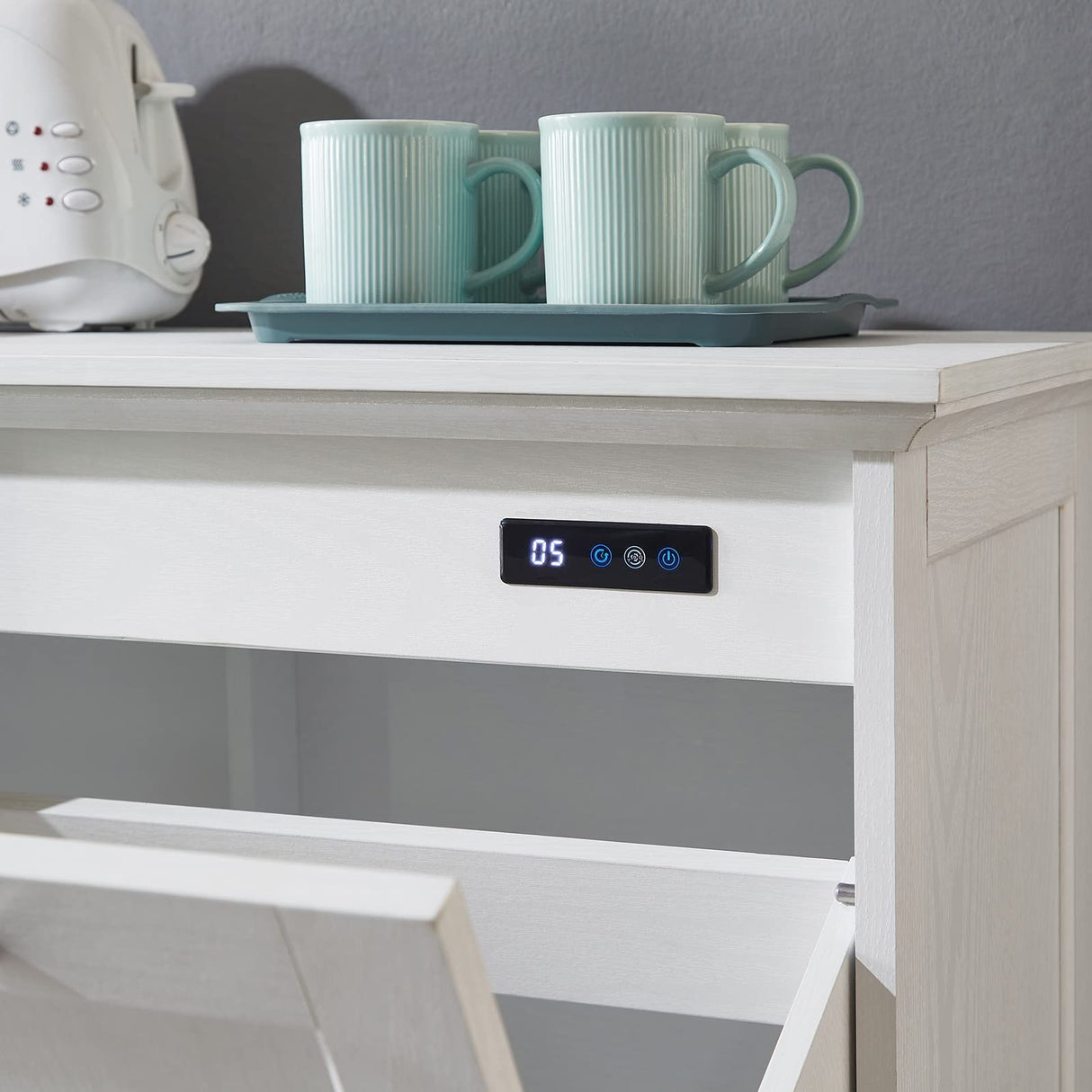 OLD CAPTAIN Double Tilt Out Trash Cabinet, Wooden Kitchen Garbage Can Free Standing Holder (White)… OLD CAPTAIN