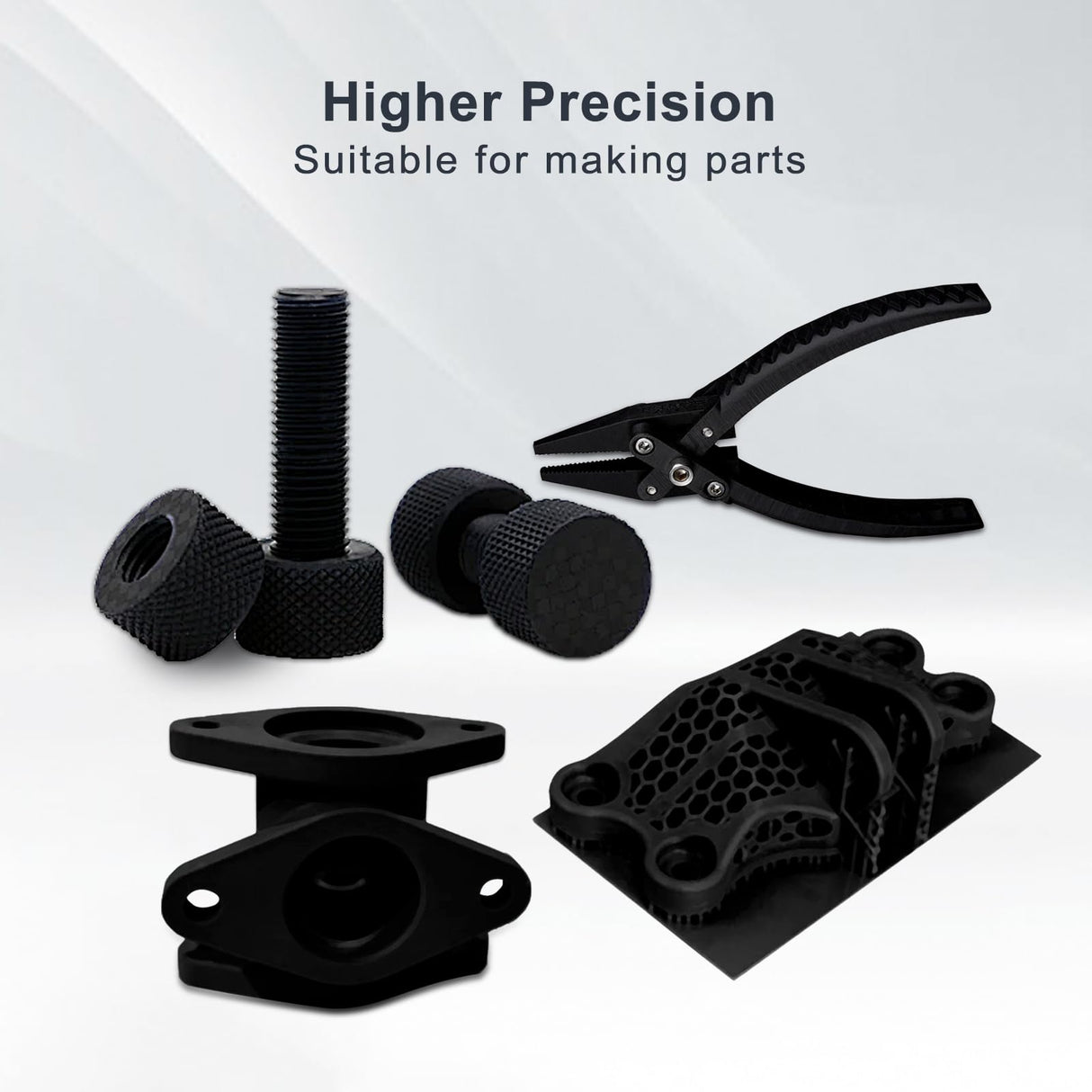 YOUSU Nylon-Like Tough Resin 3D Printer Resin with High Resistance, Functional High-Resolution, 405nm UV Light Curing 3D Printing Liquid for LCD DLP 3D Printer and 8K Capable (1kg, Black) Yousu