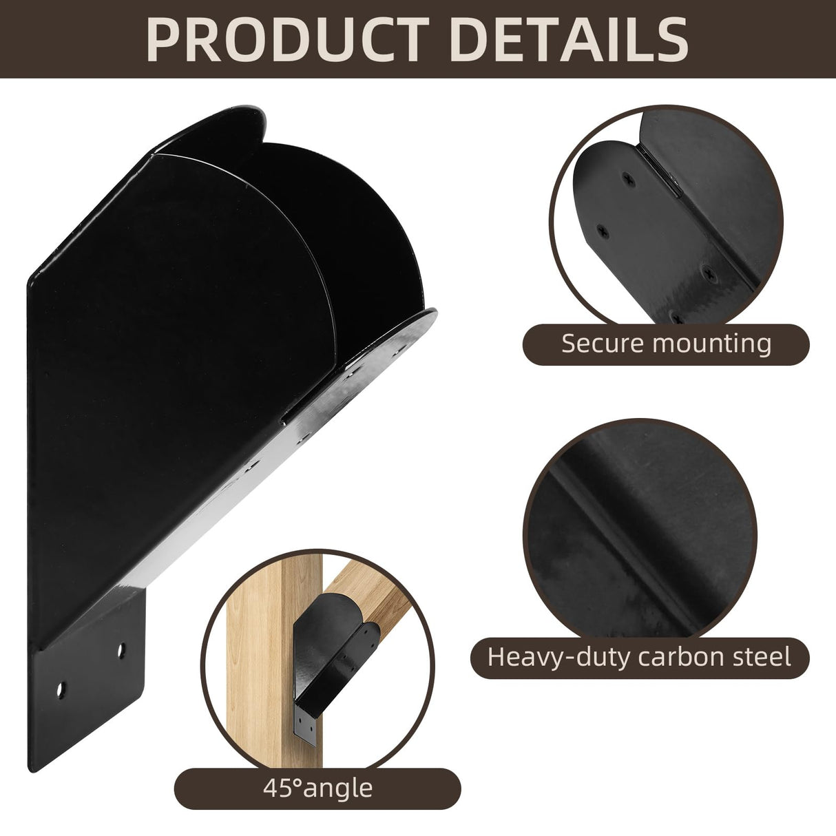 Rasugarlary Pergola Brackets, 2 Pcs 45-Degree Angle Bracket Heavy Duty Connector Brace for 4x4'' (Actual: 3.5x3.5'') Wood Post and Beam Pergola Gazebo DIY Kit Rasugarlary