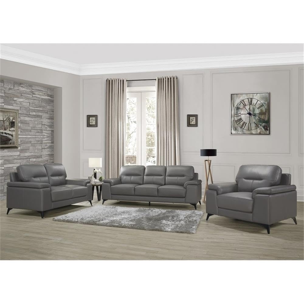 Homelegance 89" Leather Sofa, Dark Gray Homelegance