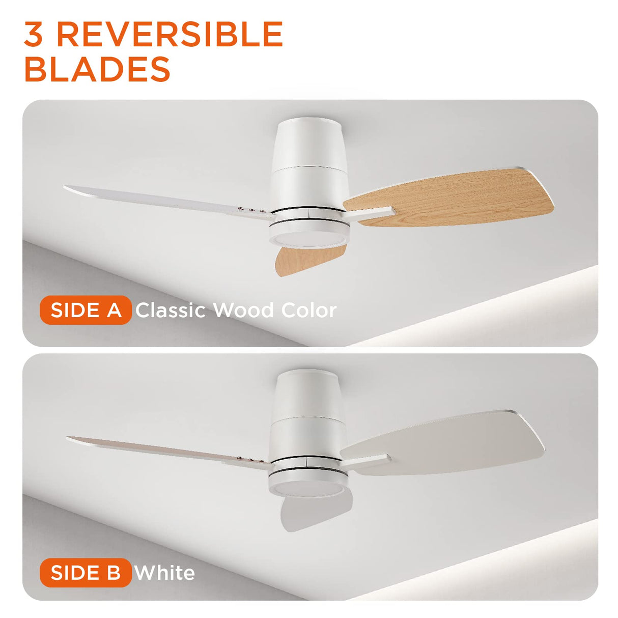 TALOYA 42inch Ceiling Fans with Lights and Remote Control, Quiet DC Motor, Double-faced Blades, Modern Low Profile Ceiling Fan for Bedroom, Living Room, Dining Room, Office TALOYA