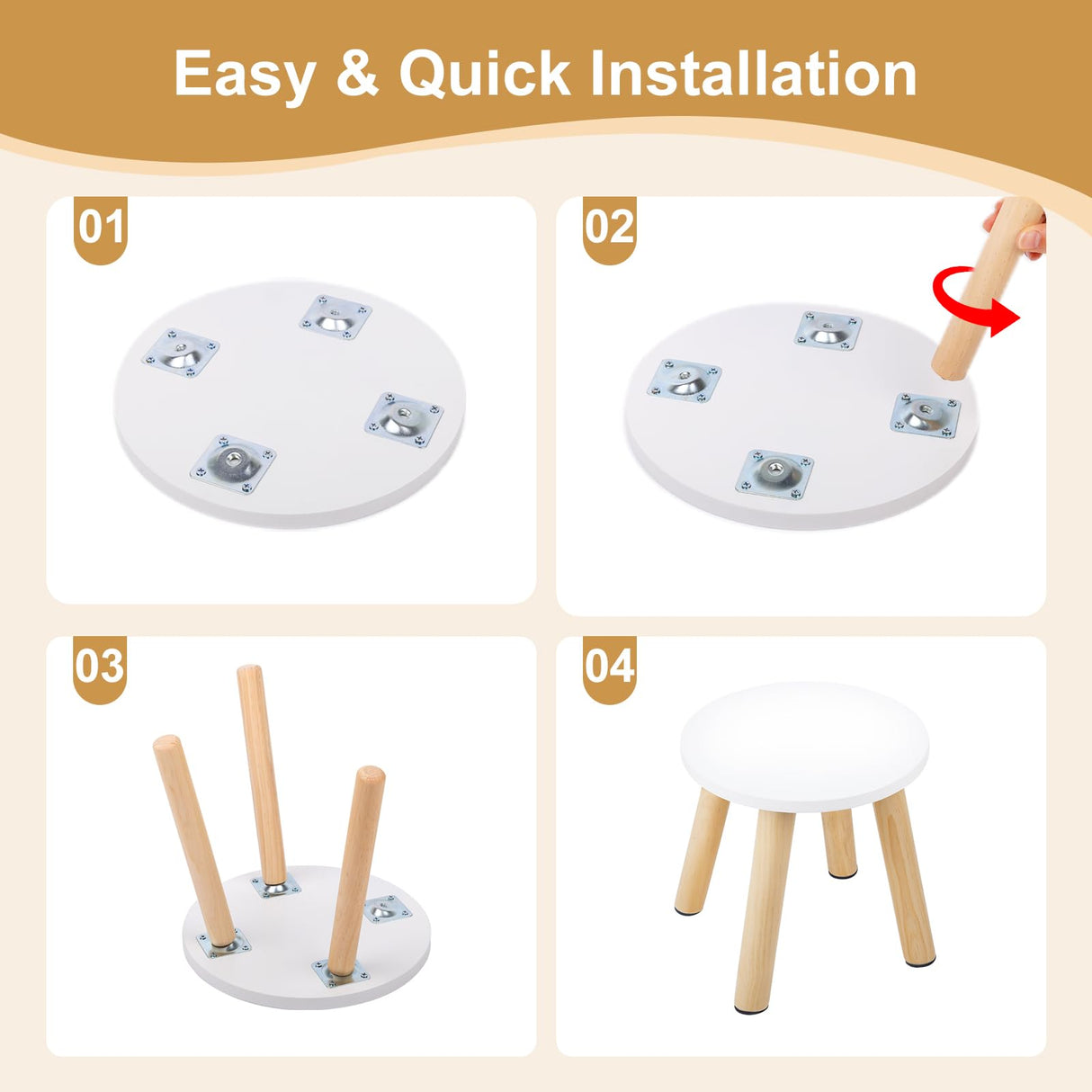 Wooden Step Stool for Kids, Children's Stool Matched Sensory Table, Children Sitting Stool with Assembled Four-Legged, Multi-Purpose Kids Chairs for Bathroom Kitchen Bedroom, Natural Anti-Slip, 2 Pack VISCOO