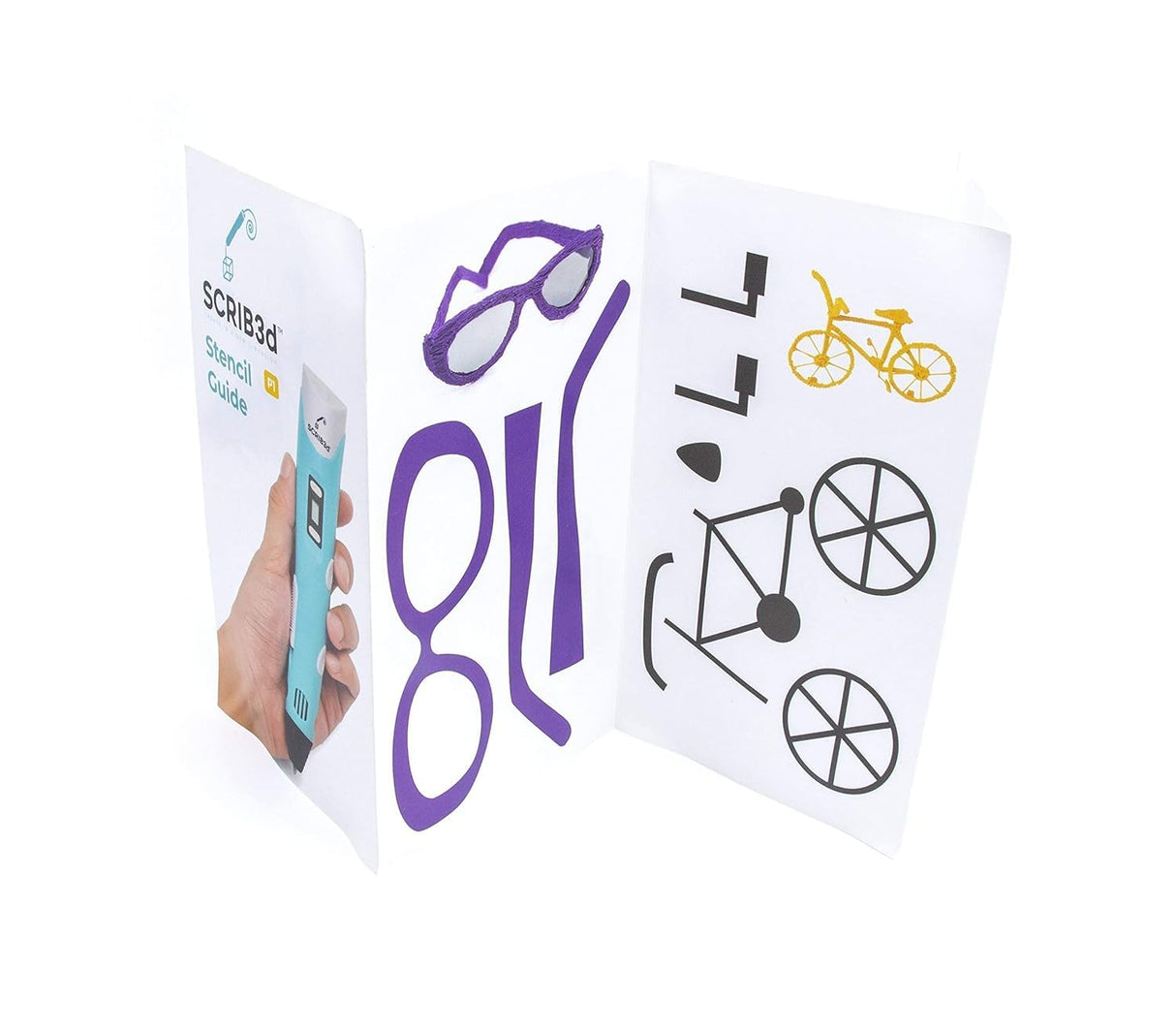 SCRIB3D P1 3D Printing Pen with Display - Includes 3D Pen, 3 Starter Colors of PLA Filament, Stencil Book + Project Guide, and Charger SCRIB3D