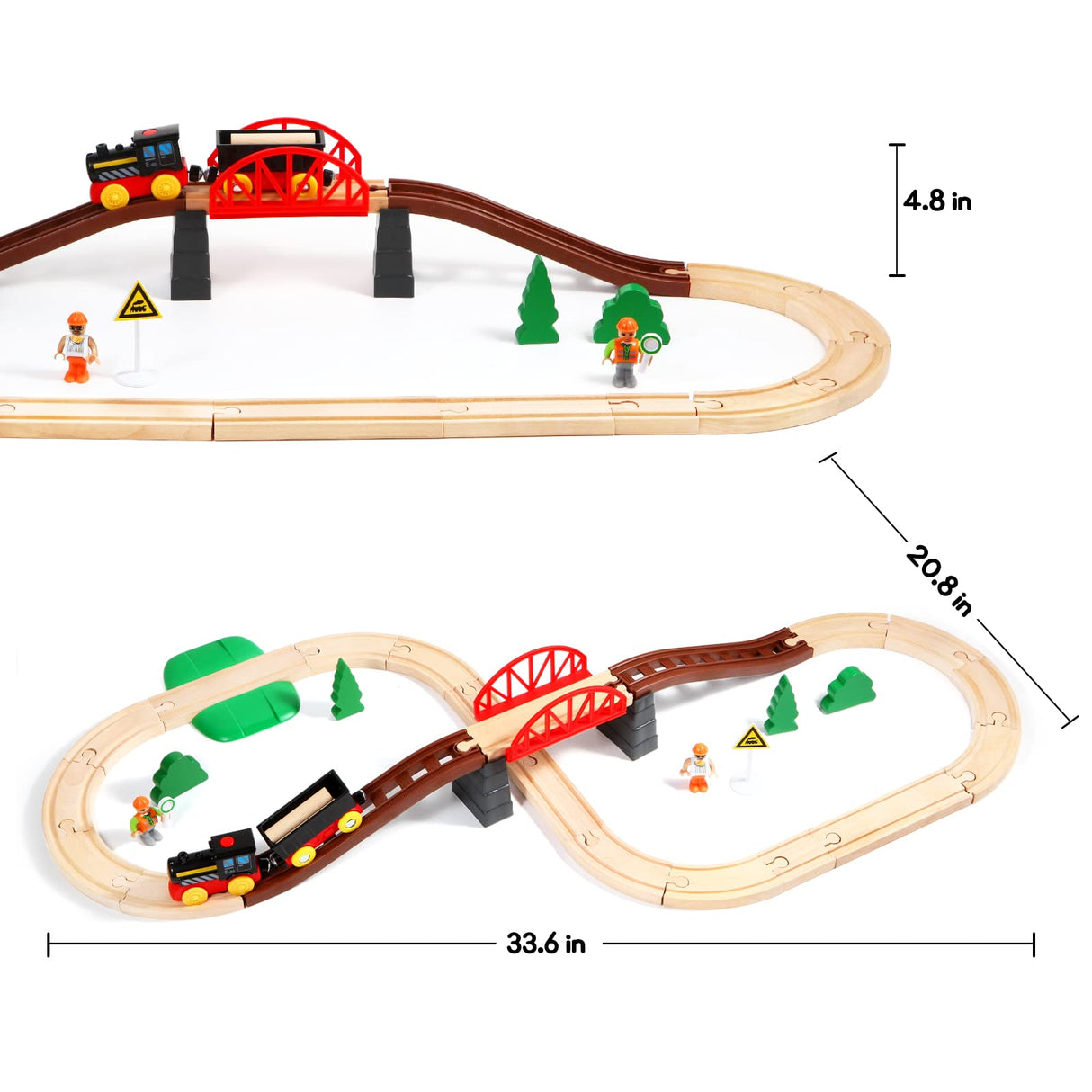 Asweets Wooden Train Set for Toddler,40 Piece with Train Track Electric Operated Fits Thomas,Brio,Melissa and Doug Magnet Battery Train Toy for 3 4 5 Asweets