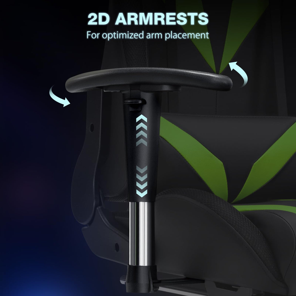 HOFFREE Gaming Chair with Bluetooth Speakers and Led Lights Massage Vide Game Chair with Footrest Reclining High Back Computer Gamer Chair Green and Black HOFFREE