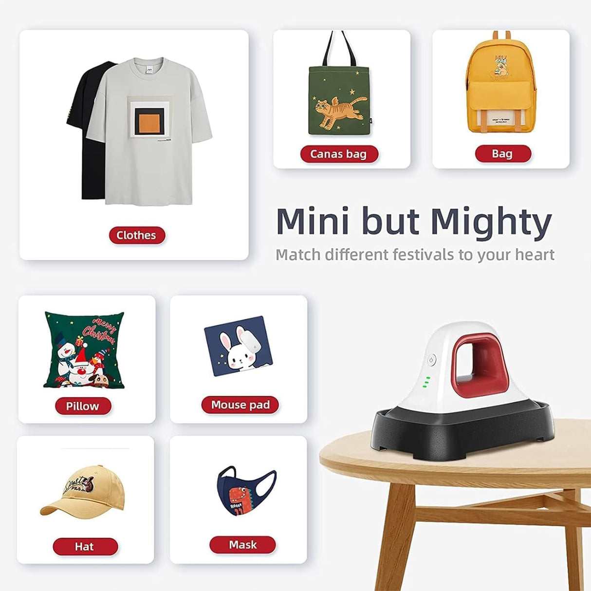 Heat Press - 7" x 3.8" Heat Press Machines for T Shirts Shoes Bags Hats and HTV Vinyl Projects & Portable Easy Iron Press Machine for Heating Transfer HYTIREBY