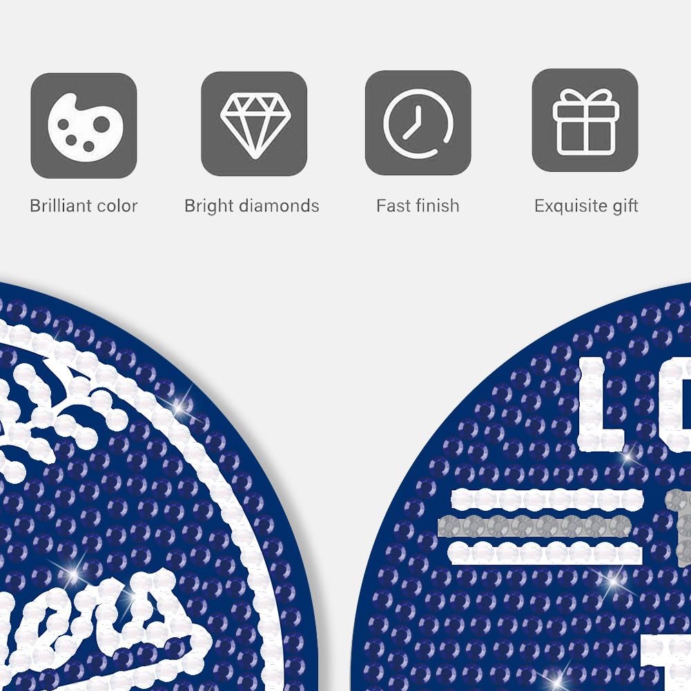 8 Pcs Baseball Diamond Art Coasters Kits with Holder, Diamond Painting Coaster Kits DIY Crafts for Adults Diamond Art Painting Kits Supplies for Los Angeles Gift Bartogro