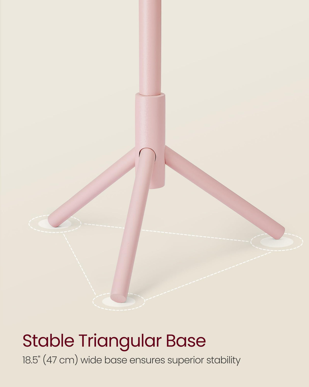 VASAGLE Solid Wood Coat Rack, Free Standing Coat Rack, Tree-Shaped Coat Rack with 8 Hooks, 3 Height Options, for Clothes, Hats, Bags, for Living Room, Bedroom, Home Office, Jelly Pink URCR004R01 VASAGLE