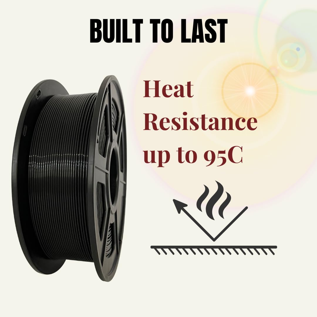 Wellshow PC Filament 1.75mm, Polycarbonate Filament,Tough and Heat Resistant 95C, PC Black 1kg(2.2lbs) WELLSHOW