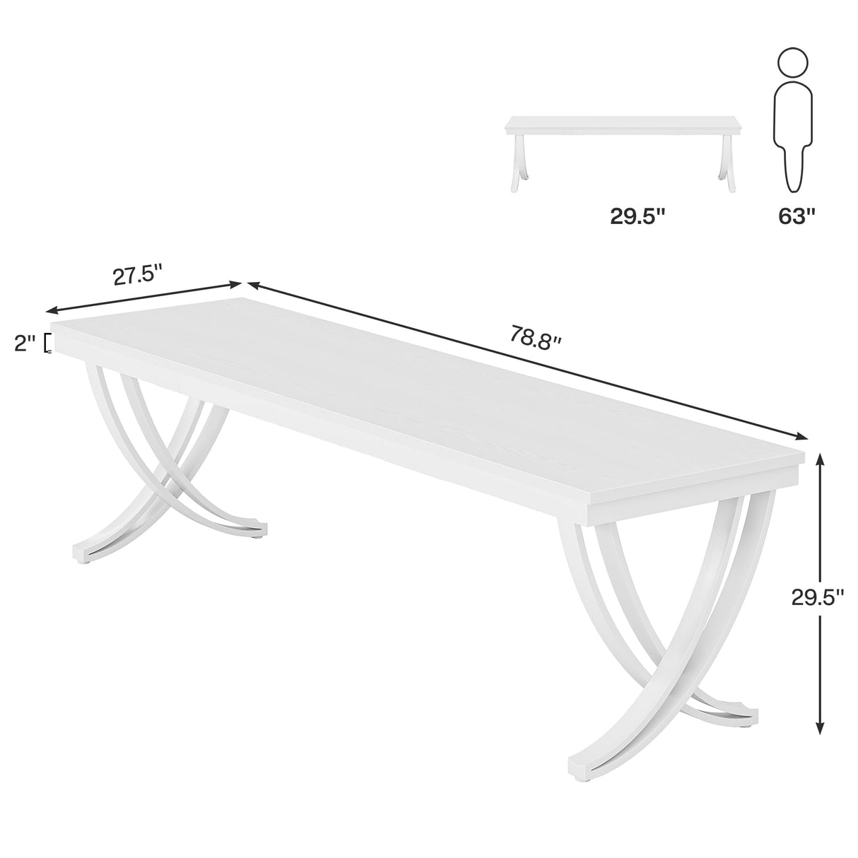 Tribesigns 2-Person Home Office Desk,78.7-Inch Extra Long Desk,Large Double Computer Desk for Home Office, Work Desk for Two People with Stylish Legs (White) Tribesigns