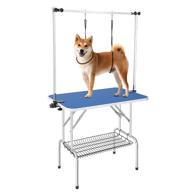 VEVOR Pet Grooming Table, 36 x 24 Inch with 2 Height Adjustable Arms, 330LBS Static Weight Capacity, Foldable Dog Groom Station with No-Sit Haunch Holder with Grooming Loop, for Medium and Small Dogs