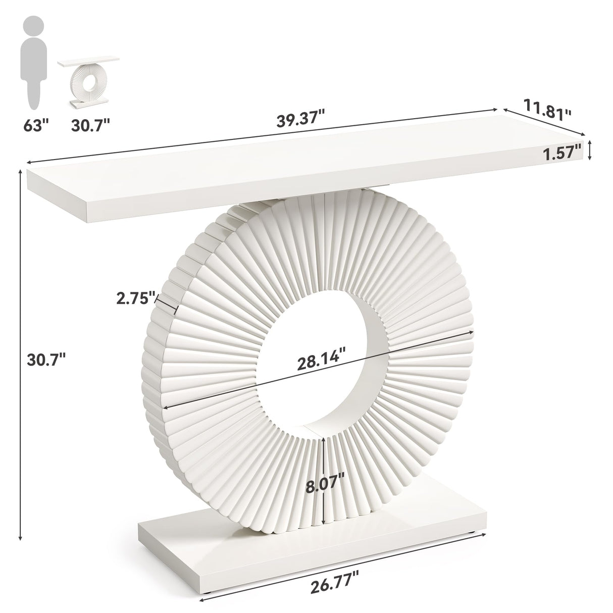 1Easylife Modern Console Table, Wooden Hallway Entry Table, Rectangular Sofa Tables for Living Room, Bed Room, Home Office, White 1Easylife