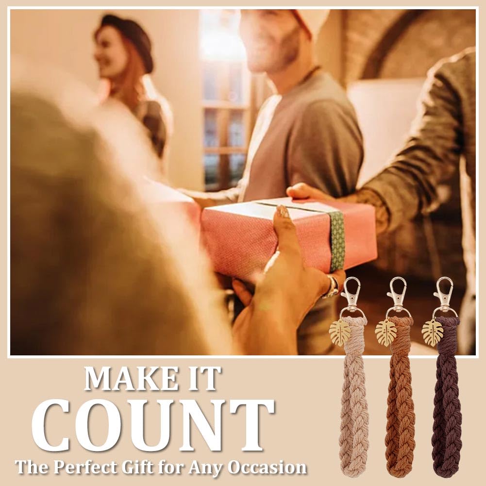 FREEBLOSS 6 Set Macrame Keychain Lanyard Kit DIY Macrame Palm Leaf Keychain Kit with Instruction Macrame Wristlet Macrame Hanging Decor DIY Macrame Kit for Beginners FREEBLOSS