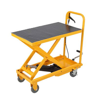 GarveeTech Hydraulic Lift Table Cart, 1100lbs Capacity 33.5" Lifting Height, Manual Single Scissor Lift Table with Non-Slip Pad, Elevating Hydraulic Cart for Material Handling and Transportation