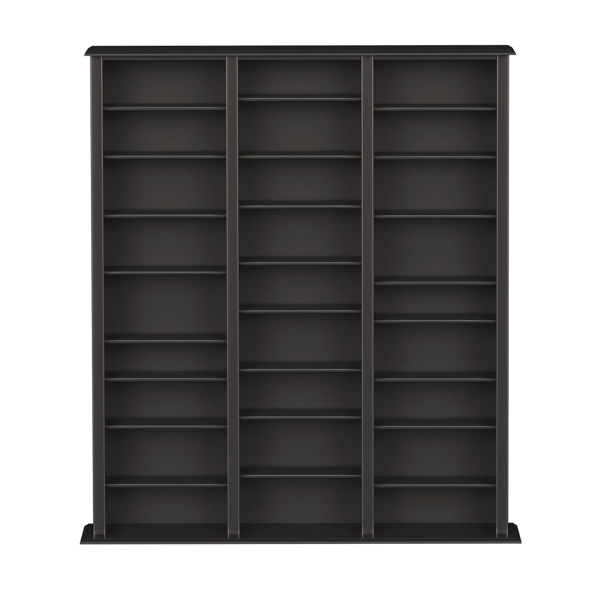 Prepac Barrister 3 Column Tall Storage Cabinet, Black Storage Cabinet with 27 Adjustable Shelves Display DVD for Living Room, 9.5" D x 57" W x 63.75" H Prepac