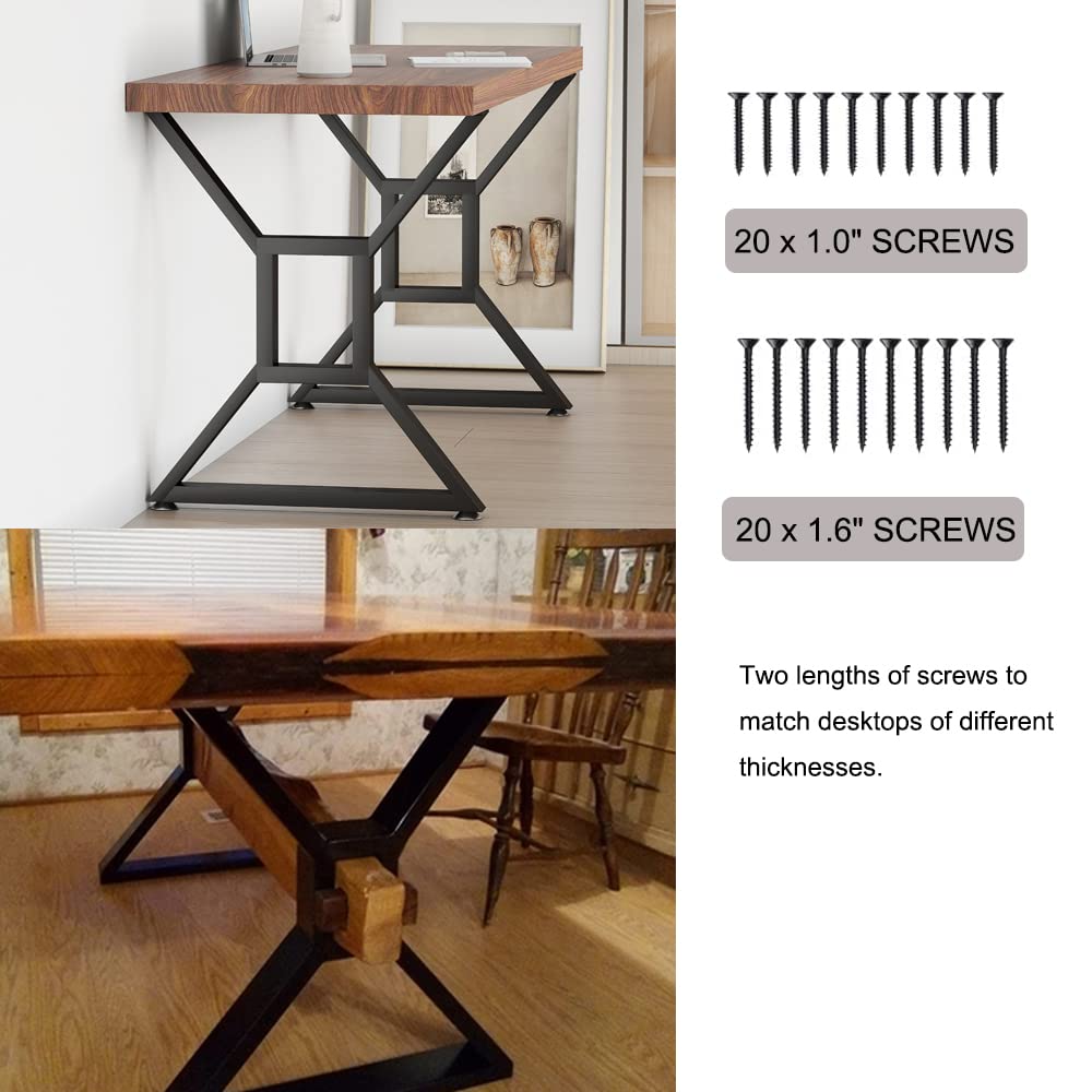 HEONITURE Metal Table Legs - Heavy Duty Desk & Furniture Legs, Modern Industrial Set of 2 (28" Height, 23.6" Wide) HEONITURE