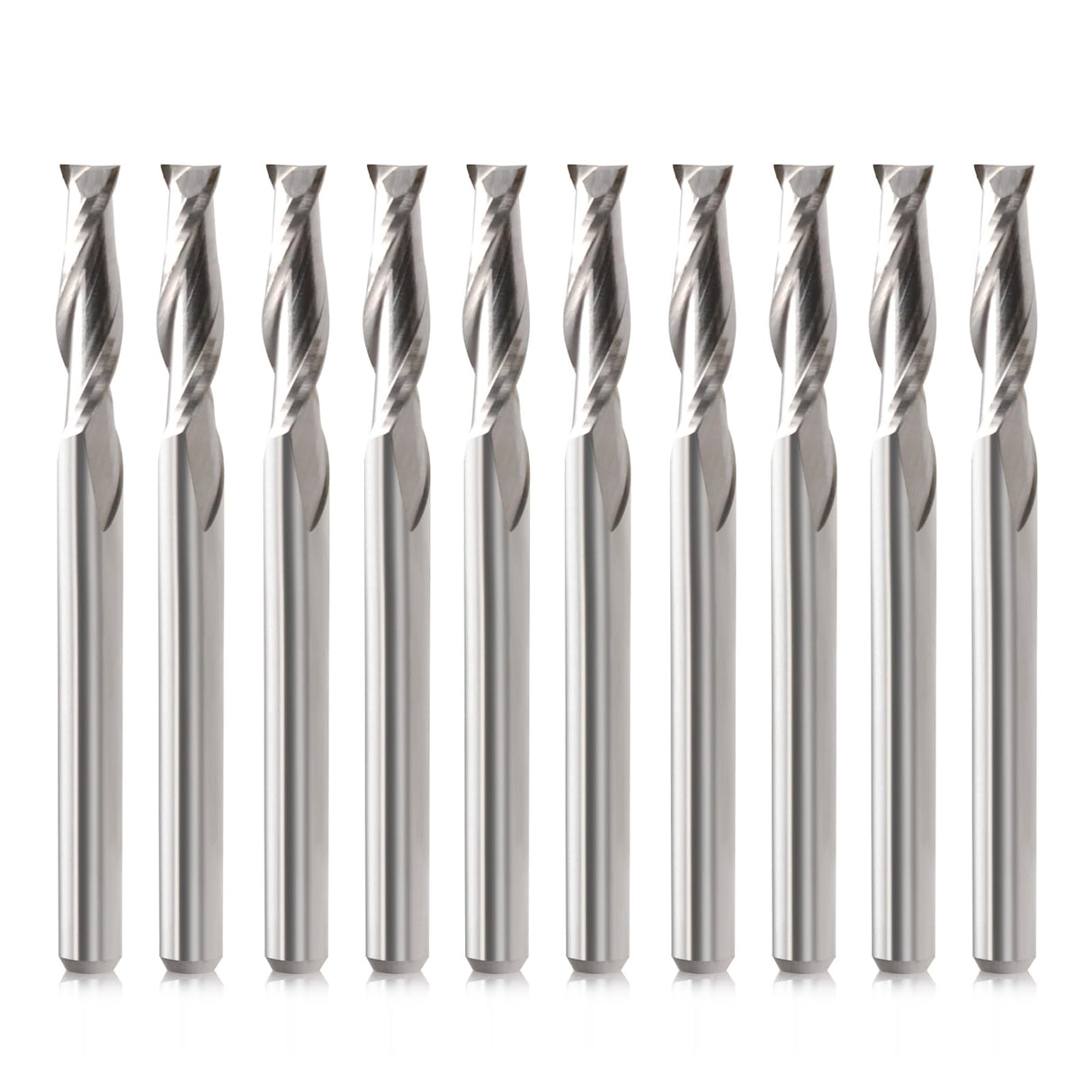 CNC Router Bits 1/8" Shank CNC Bit End Mill Flat Nose Carbide Endmill Two Flute Spiral Upcut Milling Cutter Tool Set for Wood PVC MDF Hardwood (1/8 in, 10) HOZLY