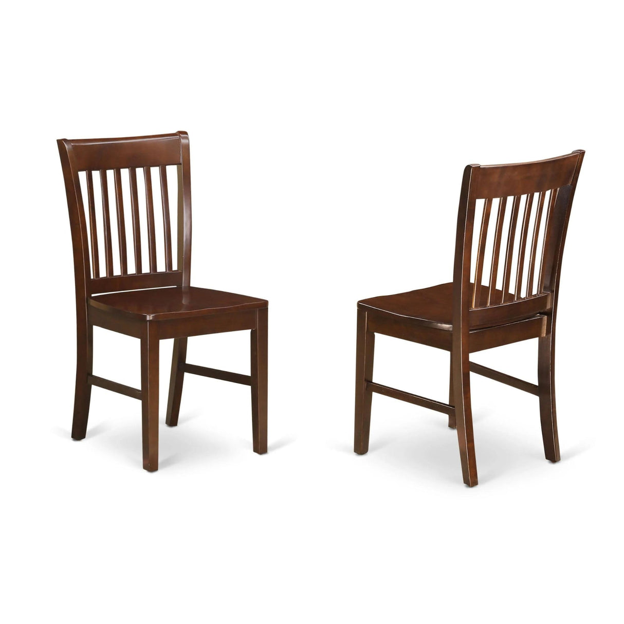 East West Furniture Norfolk Dining Room Slat Back Solid Wood Seat Chairs, Set of 2, Mahogany East West Furniture