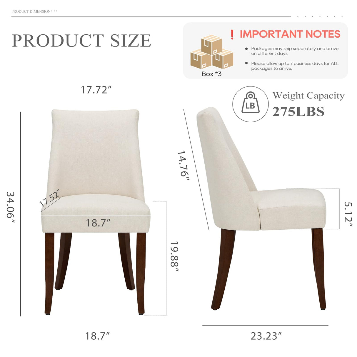 COLAMY Upholstered Dining Chairs Set of 6, Mid Century Modern Kitchen Chairs with Back, Farmhouse Fabric Side Dining Room Chairs with Wood Legs for Dining Room Restaurant, Beige COLAMY