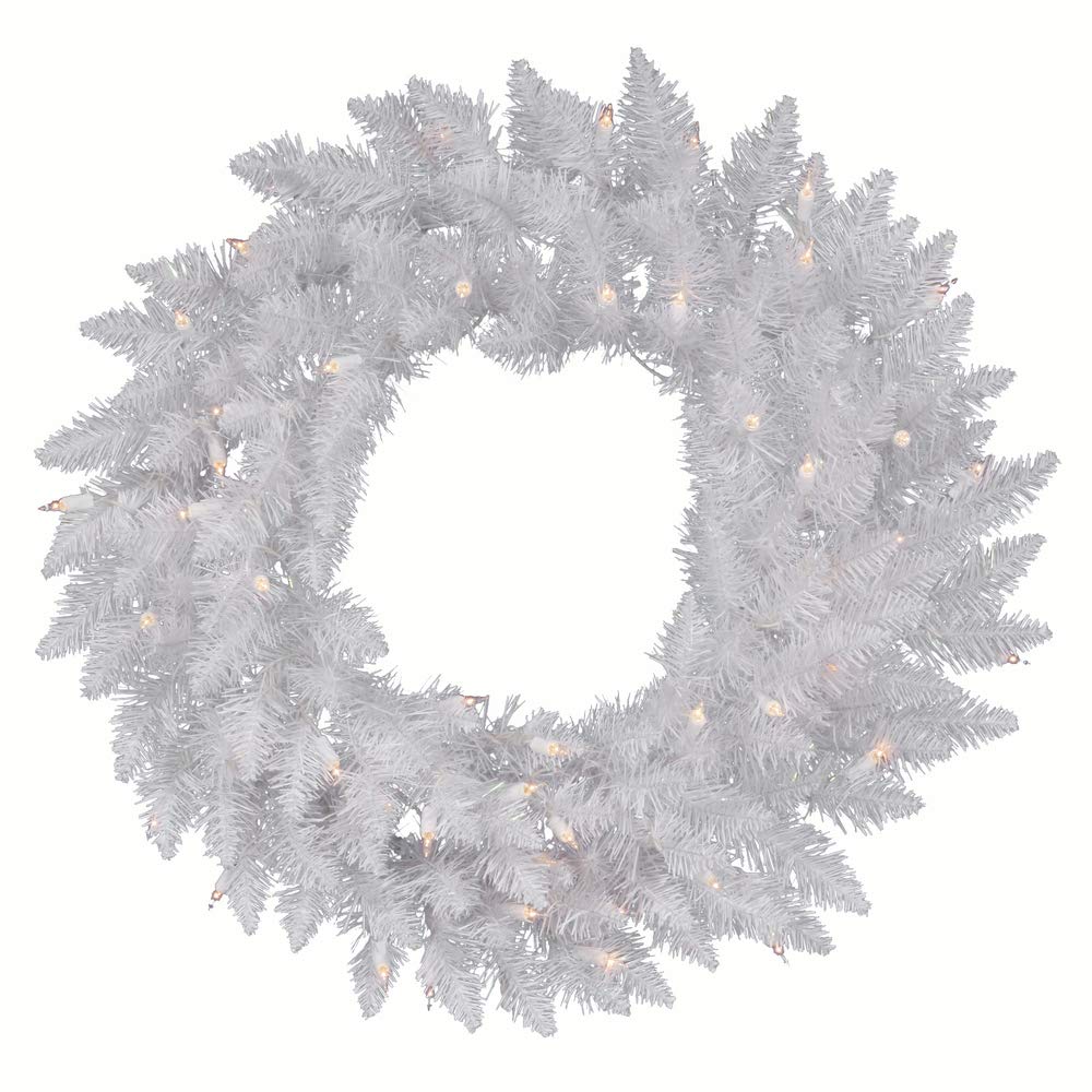 Vickerman 72" Sparkle White Spruce Artificial Christmas Wreath, Warm White LED Lights - Faux Spruce Christmas Wreath - Seasonal Indoor Home Decor Vickerman