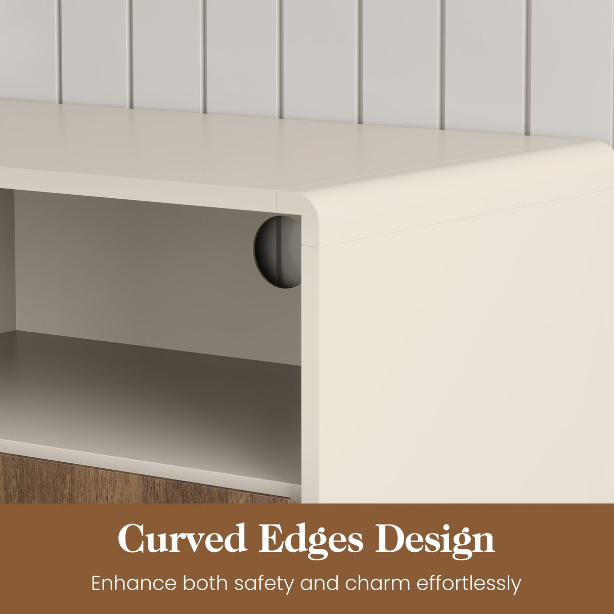 Royalcraft 70" Large TV Stand with Storage and Led Lights, Console Table with 3 Drawers, TV Entertainment Center for up to 75" Television, Wood TV Media Cabinet for Living Room Bedroom, Beige & Walnut RoyalCraft