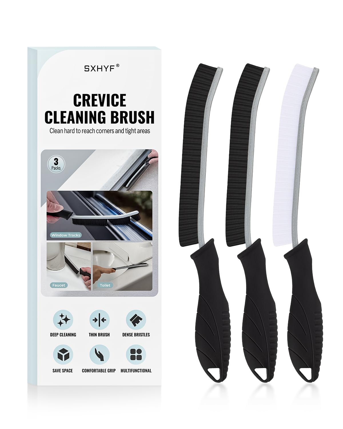 SXhyf Cleaning Brush - Hard Bristle Crevice Cleaning Brush, Multifunctional Gap Scrub Brush, Home Essentials, Bathroom Cleaner Tools for Household Use, Kitchen, Window, Faucets, Toilet, Grout, Car SXhyf