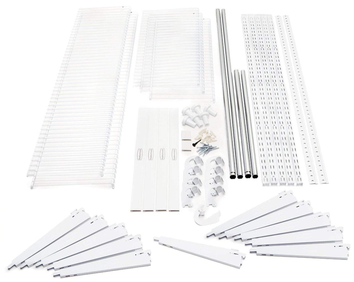 Rubbermaid Configurations Custom Closet Kit, 4-8 Ft. Adjustable Metal Wire Shelving, White Finish, Expandable Organization System, Hardware Included, for Home Closet/Pantry/Laundry/Mudroom Rubbermaid
