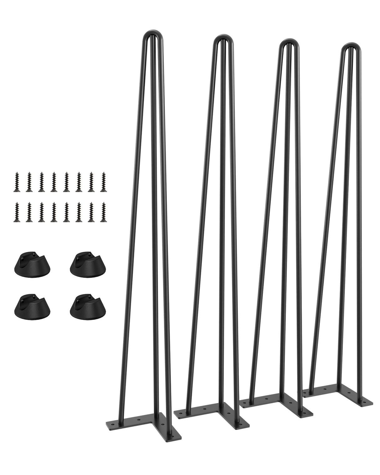 Table Legs 28 Inch, Hairpin Legs 28 Inch, Desk Legs for Furniture with Rubber Floor Protectors, Industrial Style for Coffee Table, Side Table, Dining Table, Bench, 4PCS Black TITECK