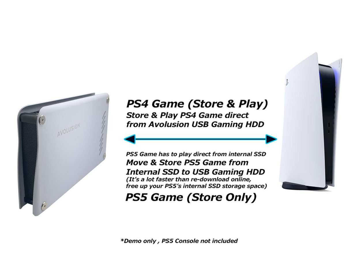 Avolusion PRO-M5 Series 8TB USB 3.0 External Gaming Hard Drive for PS5 Game Console (White, Metal Case) - 2 Year Warranty (Renewed) Avolusion