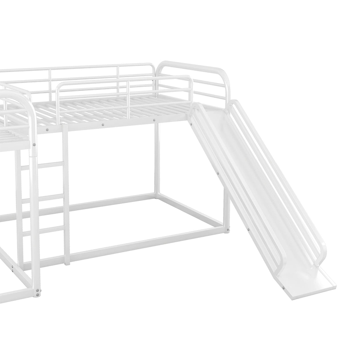 Harper & Bright Designs L Shaped Bunk Bed for 4, Quad Bunk Bed with Slide, Twin/Twin & Full/Full Bunk Bed, Metal Floor Bunk Bed Frame for Kids Teens Girls Boys, No Box Spring Needed (White) Harper & Bright Designs