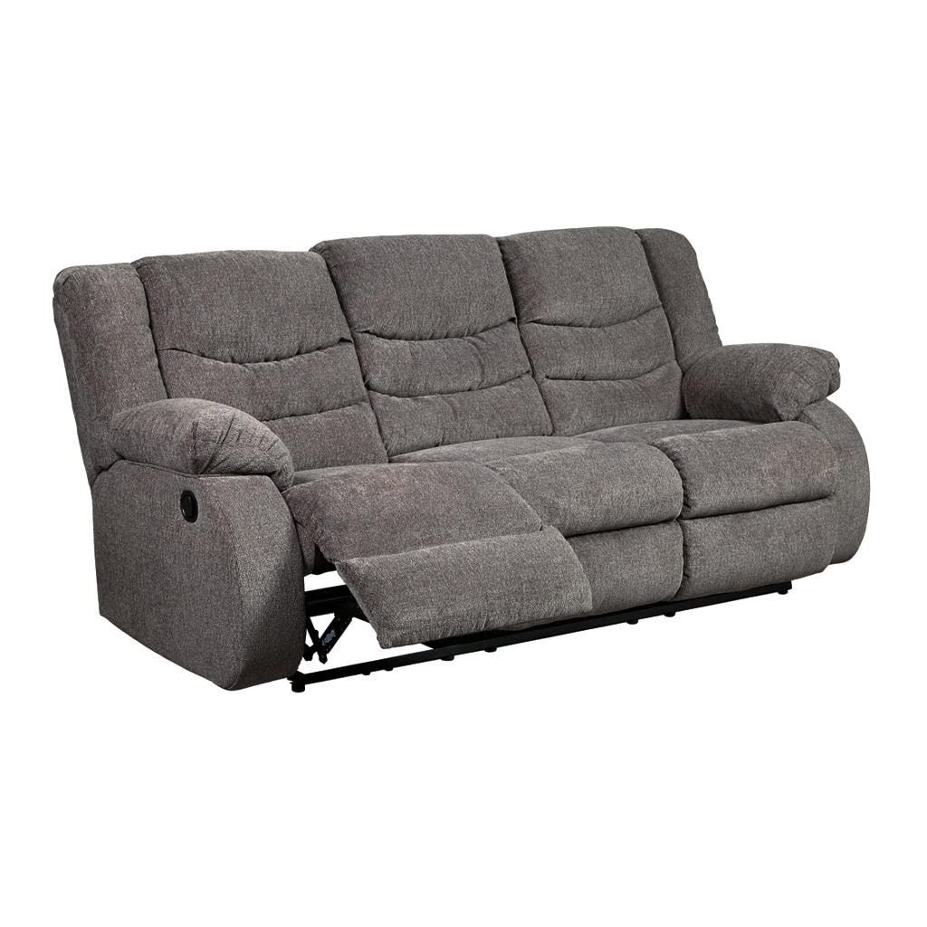 Signature Design by Ashley Tulen Modern Manual Pull Tab Reclining Sofa, Dark Gray Signature Design by Ashley