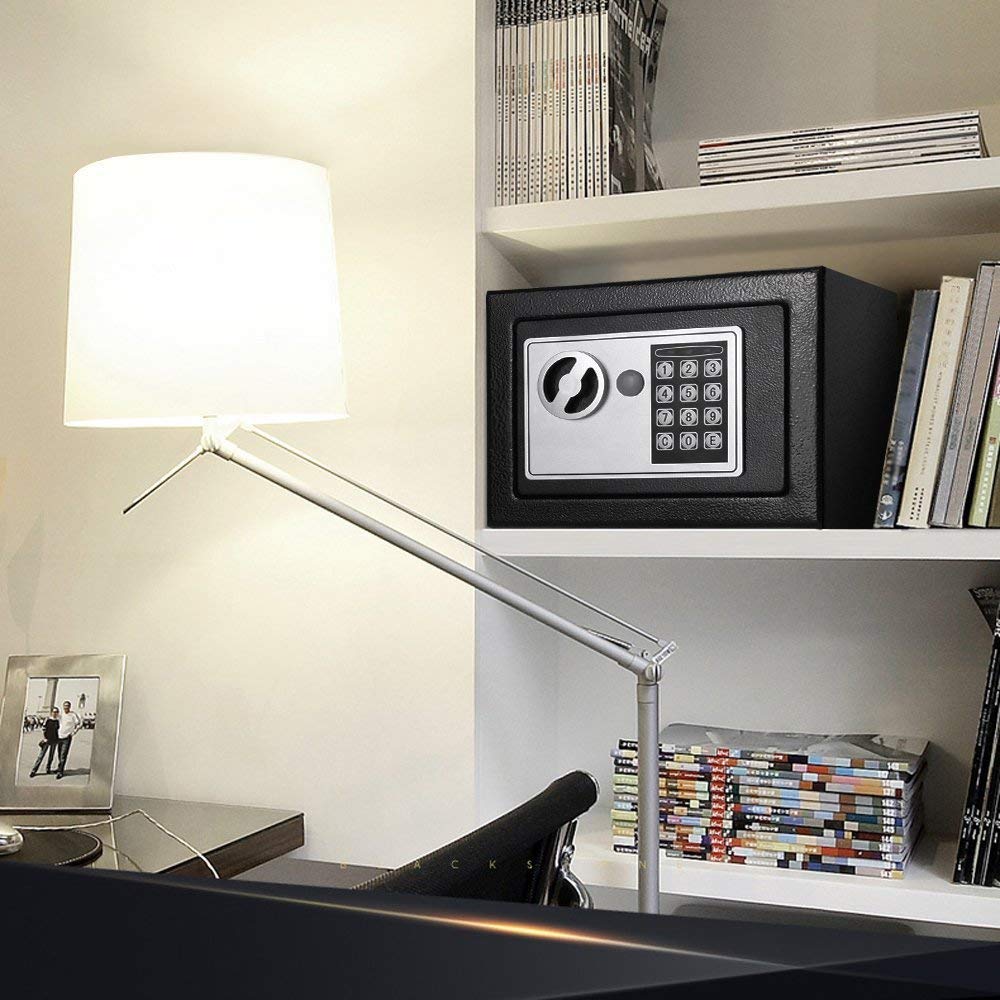 Yuanshikj Electronic Deluxe Digital Security Safe Box Key Keypad Lock Home Office Hotel Business Jewelry Gun Cash Use Storage money (Black 1) Yuanshikj