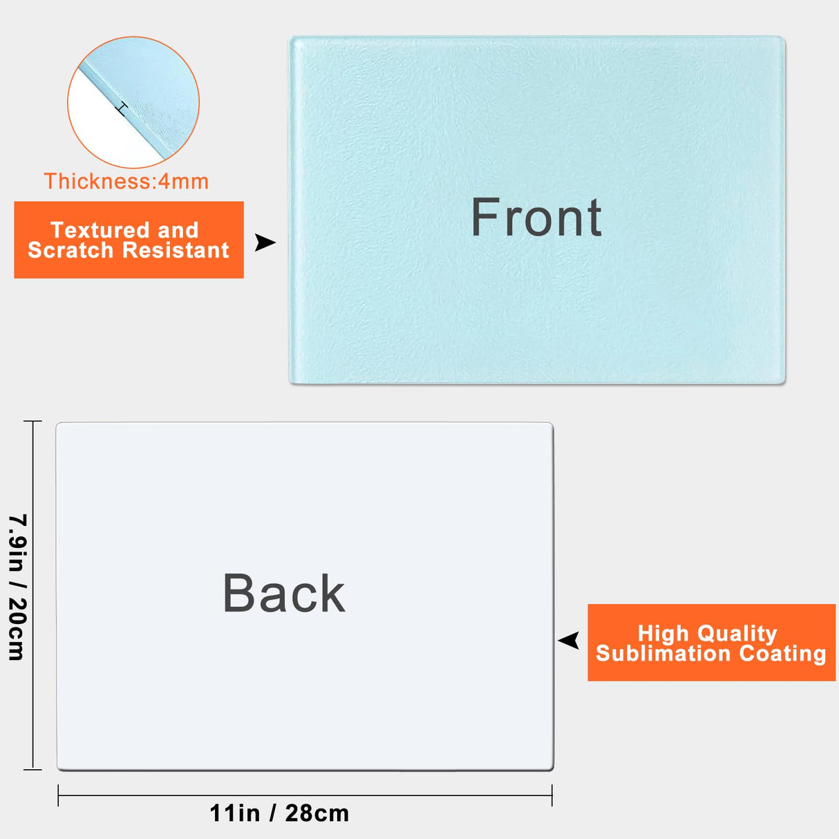 6Pcs Sublimation Cutting Board Blanks, 11x8 Inch Tempered Glass Sublimation Cutting Board Non Slip Glass Chopping Boards for Kitchen, Personalized Cutting Boards for Crafts DIY Gift ToBeAce