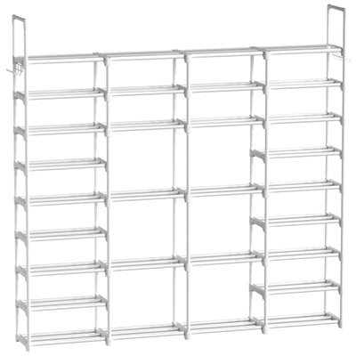WOWLIVE 4 Row 9 Tiers Extra Large Shoe Rack 64-72 Pairs Big Tall Metal Shoe Shelf, Heavy Duty Organizer for Closet Entryway, Boot Rack Storage Stackable Stand for Garage White