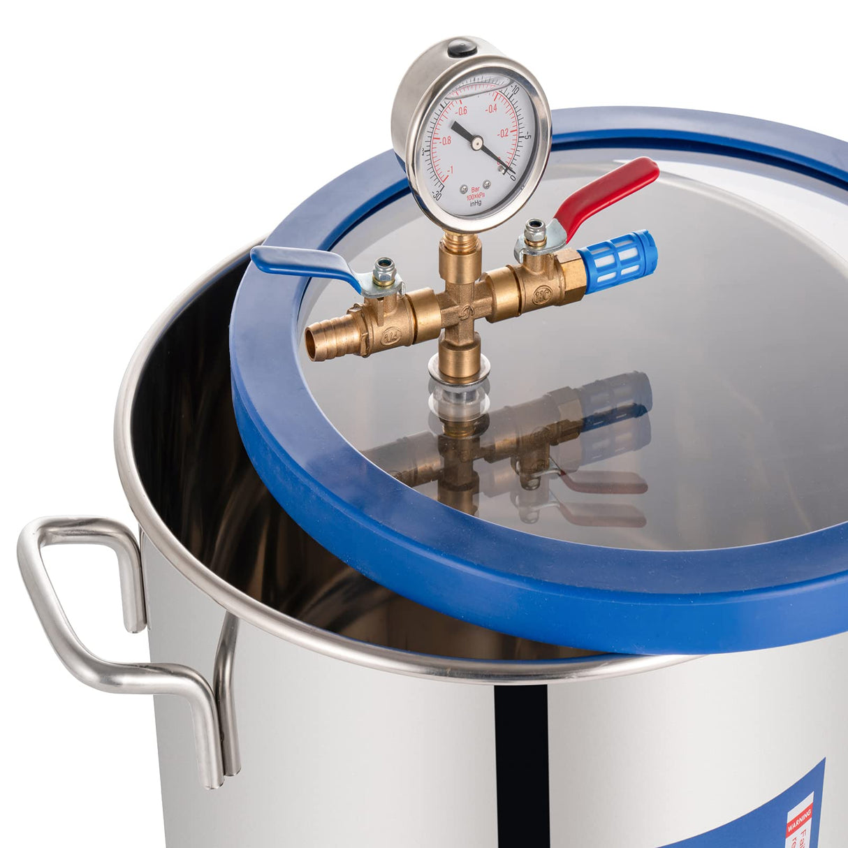 5 Gallon Vacuum Chamber, Tempered Glass Lid Stainless Steel Degassing Chamber Perfect for Stabilizing Wood, Degassing Silicones, Epoxies and Essential Oils P PBAUTOS