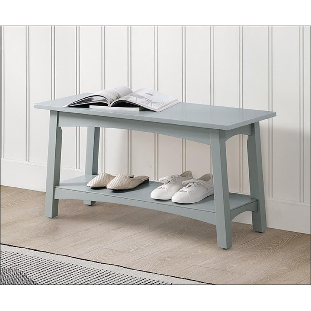 Alaterre Furniture Craftsbury 36 in. Wide Entryway Bench with Shelf, Dove Gray, Wood Accent Bench Seating for 2, Store Shoes & Bags, Perfect for Entryway, Dining or Living Room Furniture Alaterre Furniture