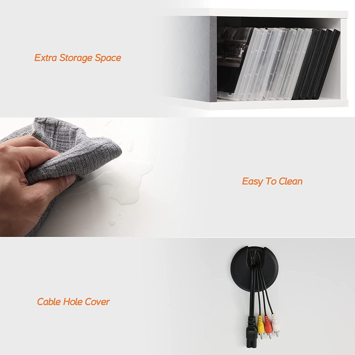 WAMPAT 70 inch Floating TV Console for 75 inch, Floating Entertainment Center Wall Mounted for Under TV, Floating TV Shelf for Living Room, White & Gray WAMPAT